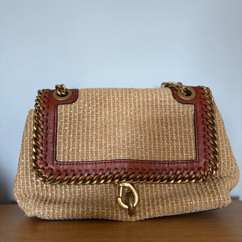 Rebecca Minkoff Edie Woven Chain Straw Flap Shoulder Bag